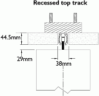 Diagram of recessed top track FlexiGlide sliding shutter.